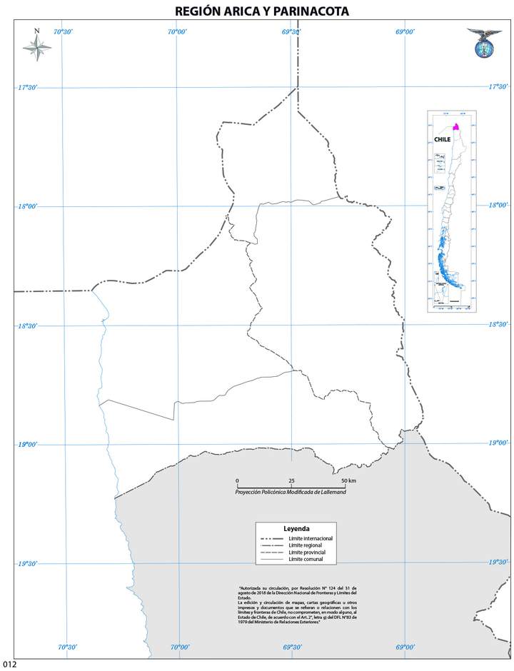 Mapa región arica y Parinacota (mudo)