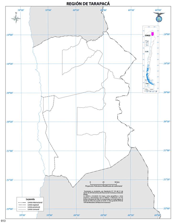 Mapa región de Tarapacá (mudo)