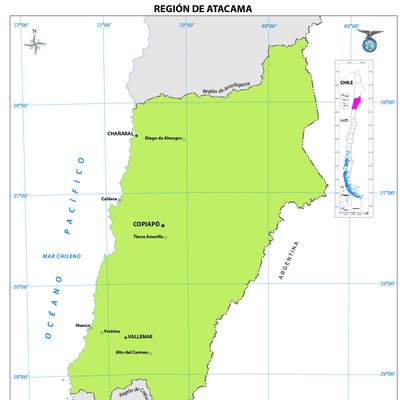 Mapa región de Atacama  (color)
