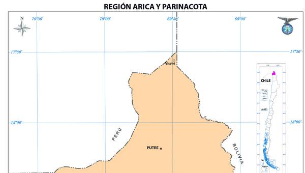 Mapa región Arica y Parinacota  (color)
