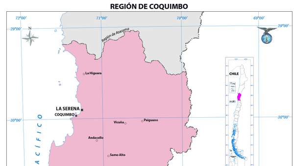 Mapa región de Coquimbo (color)
