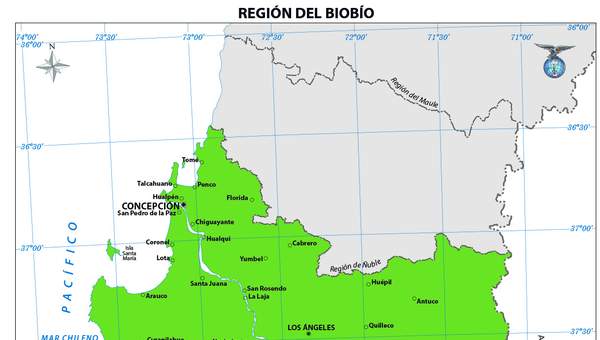 Mapa región de Biobío (color)