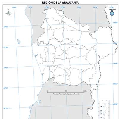 Mapa región de la Araucanía (mudo)