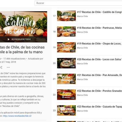 Recetas de Chile, canal YouTube