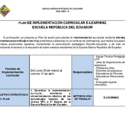 Plan de Implementación Curricular E-Learning Esc. República del Ecuador
