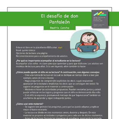 Plan lector 5° básico El desafío de don Pantaleón