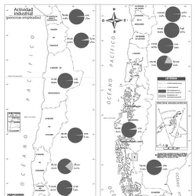 Mapa actividad industrial Chile en blanco y negro