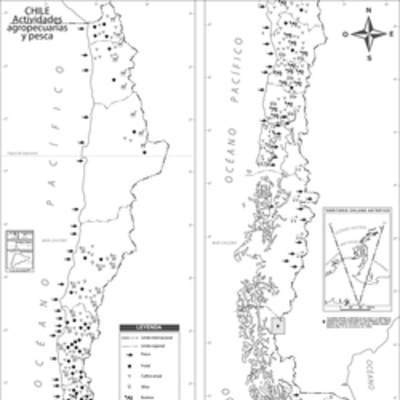 Mapa actividad agropecuaria y pesca en blanco y negro