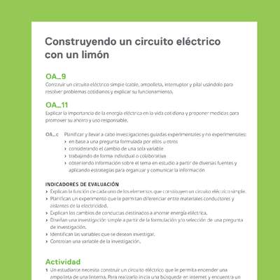 Ejemplo Evaluación Programas - OA09 - OA11 - Construyendo un circuito eléctrico con un limón