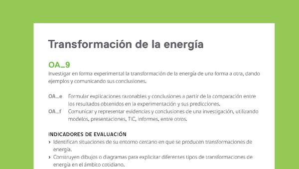 Ejemplo Evaluación Programas - OA09 - Transformación de la energía