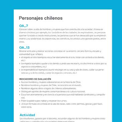 Ejemplo Evaluación Programas - OA07 -OA13 - Personajes chilenos