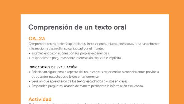 Ejemplo Evaluación Programas - OA23 - Comprensión de un texto oral