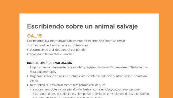 Ejemplo Evaluación Programas - OA15 - Escribiendo sobre un animal salvaje
