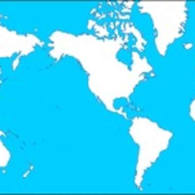 Mapa mudo del mundo con América al centro