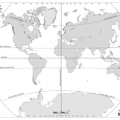Mapa del mundo con las coordenadas geográficas