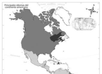Mapa de América con los idiomas de cada región