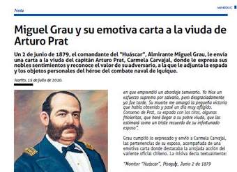 Miguel Grau y su emotiva carta a la viuda de Arturo Prat