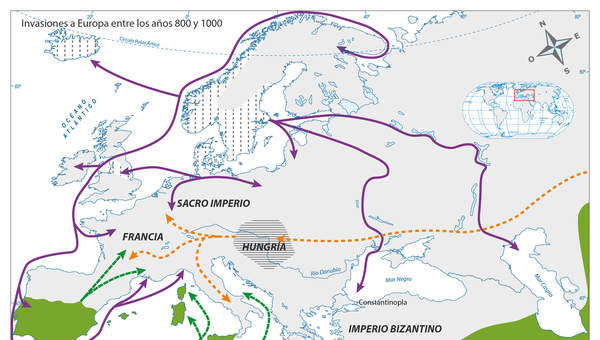 Invasiones a Europa entre los años 800 y 1000