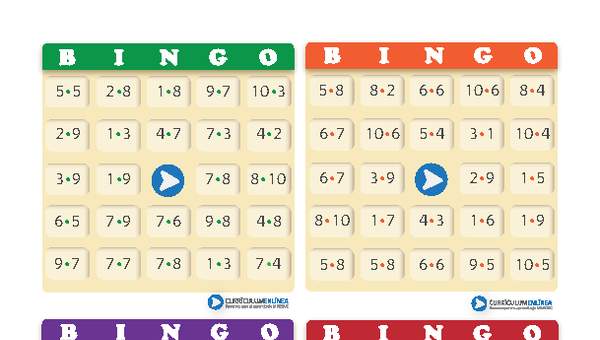 Bingo usando multiplicaciones (VIII)