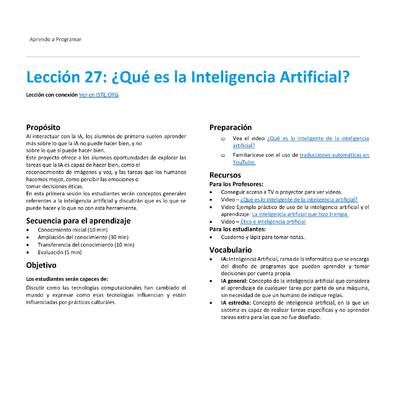 Unidad 4 - Lección 27: ¿Qué es la Inteligencia Artificial?