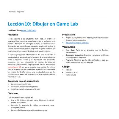 Unidad 1 - Lección 10: Dibujar en Game Lab