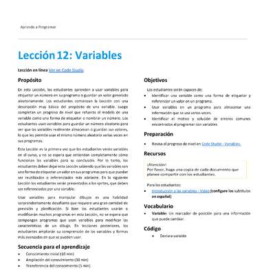 Unidad 1 - Lección 12: Variables