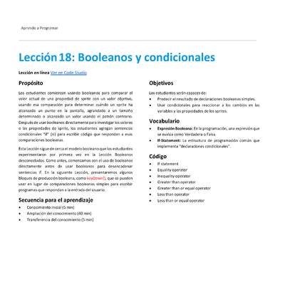 Unidad 1 - Lección 18: Booleanos y condicionales