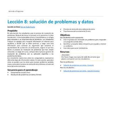 Unidad 1 - Lección 8: solución de problemas y datos
