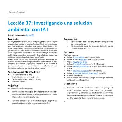 Unidad 2 - Lección 37: Investigando una solución ambiental con IA I