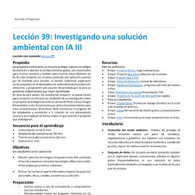Unidad 2 - Lección 39: Investigando una solución ambiental con IA III