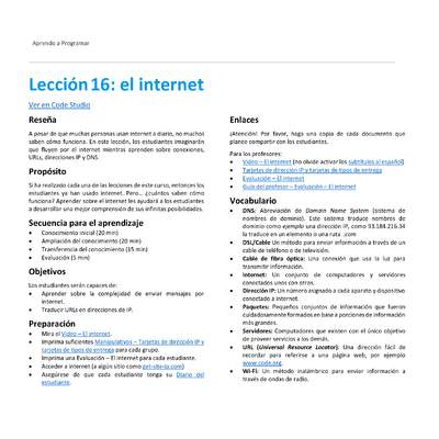 Unidad 3 - Lección 16: el internet