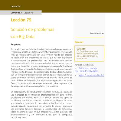 Unidad 4 - Lección 75: Solución de problemas con Big Data