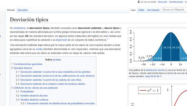 Wikipedia: desviación estándar