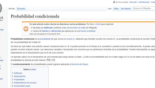 Wikipedia: Probabilidad condicionada