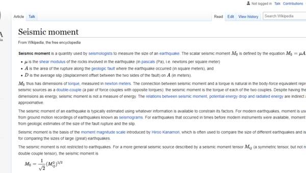 Wikipedia: Momento sísmico