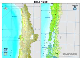 Mapa con el relieve de Chile