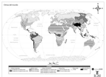Mapa con climas del mundo en blanco y negro