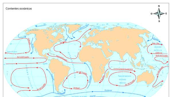 Mapa corrientes oceánicas