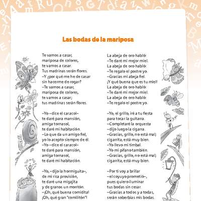 Poema Las bodas de la mariposa