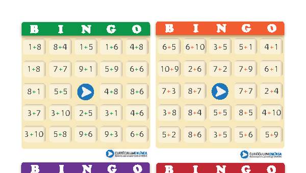 Juego: bingo compuesto de adiciones (II)