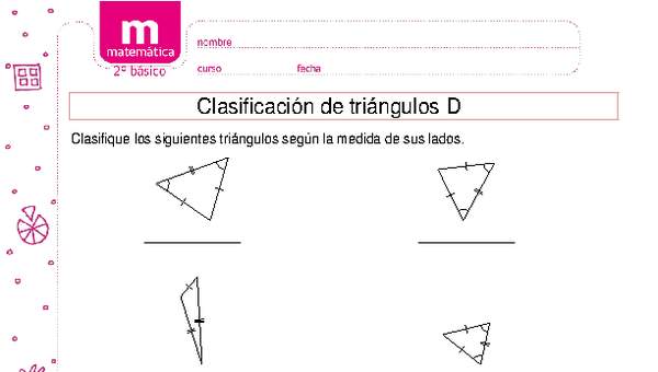 Clasificar triángulos según medidas de lado D