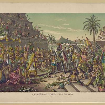 El encuentro de Cortés y Moctezuma