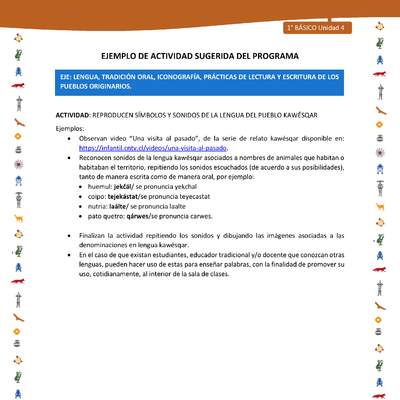 Actividad sugerida Nº 1- LC01 - INTERCULTURALIDAD-U4-LS - REPRODUCEN SÍMBOLOS Y SONIDOS DE LA LENGUA DEL PUEBLO KAWÉSQAR