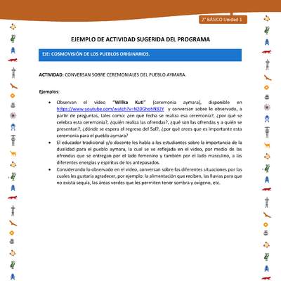 Actividad sugerida Nº 8- LC02 - INTERCULTURALIDAD-U1-ECO - CONVERSAN SOBRE CEREMONIALES DEL PUEBLO AYMARA.
