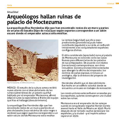 Arqueólogos hallan ruinas de palacio de Moctezuma