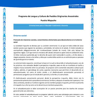 Orientaciones al docente - LC01 - Mapuche - U1 - Entorno social