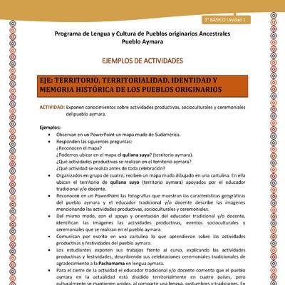 11-Actividad Sugerida LC03-U02-0A06-Exponen conocimientos sobre actividades productivas, socioculturales y ceremoniales del pueblo aymara.