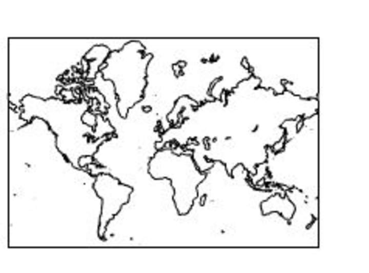 Mapa mundi con América a la izquierda