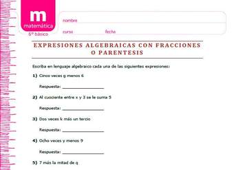 Expresiones algebraicas con fracciones y parentesis