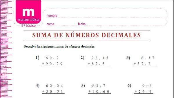 Suma de números decimales